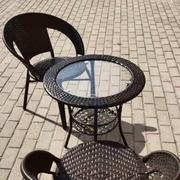 阳台小桌椅家用藤椅茶几椅子，组合休闲玻璃桌子圆形户外藤编茶桌