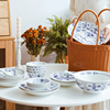 十一窑景德镇青花瓷，蓝洋葱饭碗家用中式陶瓷碗盘，餐具套装送礼礼盒