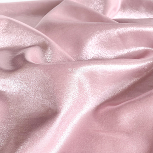 进口琉璃光泽 水粉色织银丝变色加厚天丝棉丝麻缎布料 连衣裙