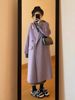 紫色毛呢外套女2023秋冬设计感小众慵懒风，宽松中长款呢子大衣