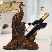 欧式田园客厅摆件孔雀红酒架，创意葡萄酒瓶托架收纳餐厅酒柜装饰品