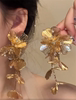 zoozmomo新中式金色花朵耳环女复古中国风夸张新娘耳饰高级感耳钉