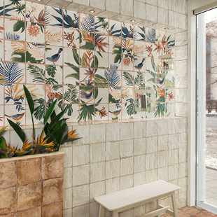 做旧西班牙进口瓷砖花砖釉面砖浴室厨房卫生间墙砖背景装饰墙面