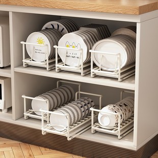 放柜子里的碗架小型窄厨房置物架家用橱柜内盘子收纳架放碗碟架子