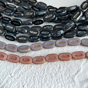 捷克珠玻璃珠椭圆平切面O形珠1个DIY手工饰品材料配件散珠串珠