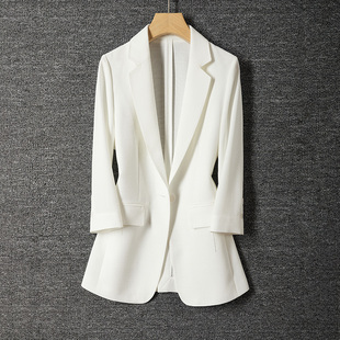 2023夏装修身显瘦气质西装外套，女高级感七分袖白色西服女装