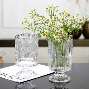 法式创意玻璃花瓶透明轻奢摆件欧式水养，插花鲜花瓶餐桌客厅装饰品