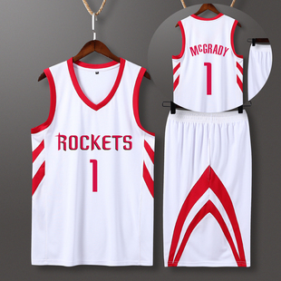 麦迪球衣定制儿童篮球服套装，男订制一套火箭队1号学生训练比赛服