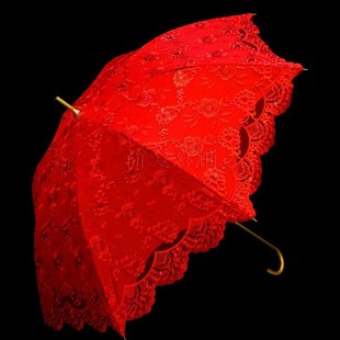 结婚新娘红伞婚礼婚庆伞中式大红伞晴雨两用全自动复古刺绣长柄伞