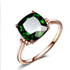 镀18k金祖母(金祖母)绿色，水晶宝石玉石戒指女镶嵌彩宝首饰调节女式玉指环