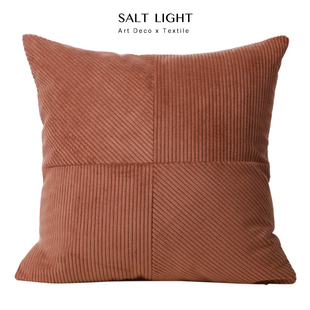 现代简约灯芯绒四格拼接抱枕沙发，靠垫样板间腰枕高端靠背橘色灰色