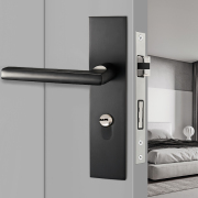 黑色卧室门锁家用静音铝合金门锁分体锁房门通用型室内门把手木门