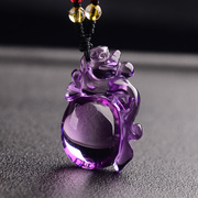 天然紫水晶貔貅吊坠财运貔貅，挂件皮丘饰品，振翅得财貔貅项链男女