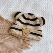 婴儿帽子秋冬款男宝o宝女婴幼儿可爱超萌针织，新生儿毛线帽冬季