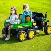 新超大(新超大)儿童电动车可坐双人，农夫车宝宝，电动玩具汽车四轮可遥控拖拉