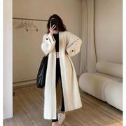 韩版宽松慵懒风针织，开衫女重磅chic马海毛，中长款纯色条纹毛衣外套