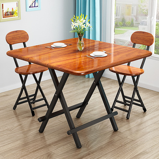 折叠桌餐桌家用简易吃饭桌户外便携摆摊折叠桌椅，租房小户型方桌子(方桌子)