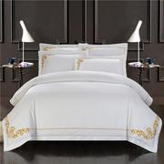 五星级酒店专用被套四件套全棉贡缎欧式刺绣床单民宿宾馆床上用品