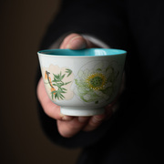 念瑶景德镇釉上彩手绘主人杯纯手工陶瓷大号茶杯单杯家用品茗杯