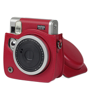 富士拍立得mini90相机包复古(包复古)典雅酒红色斜跨instax皮套pu保护壳套