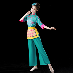 2023年秧歌服喜庆演出服女村姑，采茶舞服装民族，舞蹈广场舞套装
