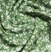 100支长绒棉亚麻棉复古印花碎花全纯棉手工服装连衣裙布料绿玫瑰