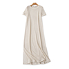 f33连衣裙夏季外贸女装，简约圆领镂空清凉短袖，套头针织裙长裙