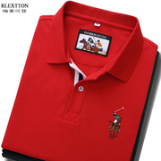 经典短袖大红色POLO衫T恤品牌男装保罗有领带领体恤翻领半袖T夏季