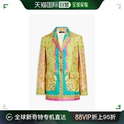 香港直邮潮奢versace女士印花斜纹，丝绸西装外套