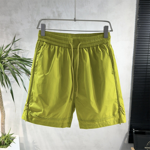侧拉链工装短裤男士夏季潮流，设计感沙滩裤，宽松纯色百搭休闲五分裤