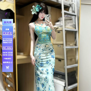 IAEY法式复古~蕾丝拼接花卉印花吊带女性感辣妹纯欲胸型打底背心