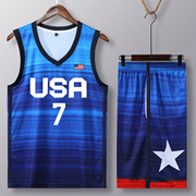 美国队篮球服梦十四球衣，usa杜兰特7号塔图姆，国家队球衣渐变蓝色