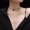 韩国时尚气质暗黑色玫瑰花朵，钛钢短款项链，锁骨链项圈choker女