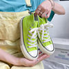 荧光绿帆布鞋女2024夏季潮酷彩色布面小白，鞋高帮休闲厚底板鞋