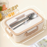 日式分格带饭轻便午餐盒食堂打饭神器塑料
