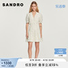 sandrooutlet女装法式收腰褶皱，亚麻短款法式连衣裙sfpro02576