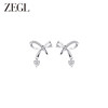 ZEGL蝴蝶结耳环女小众设计感高级耳钉简约冷淡风耳扣925银针耳饰