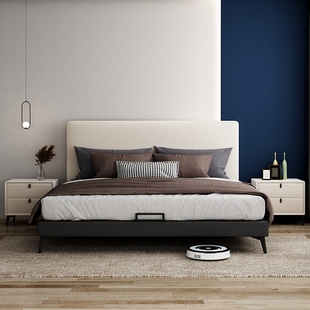 床美式现代简约轻奢布艺床，1.8米北欧极简主次卧小户型双人床