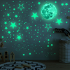 夜光月球发光星星圆点，创意荧光墙贴儿童房装饰品，自粘卡通夜光贴纸