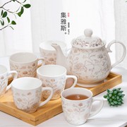 .景德镇陶瓷茶具套装带把手茶杯茶壶套装家用办公水具饮具整套套