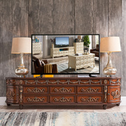 欧式电视柜茶几组合小户型客厅美式乡村复古做旧实木雕花轻奢卧室