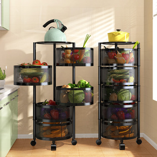 旋转置物架厨房蔬菜落地多层菜篮子圆形放果专用多功能水果收纳架