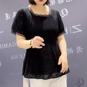 3239女权贵族夏季欧韩修身显瘦胖MM大码女装短袖百搭减龄