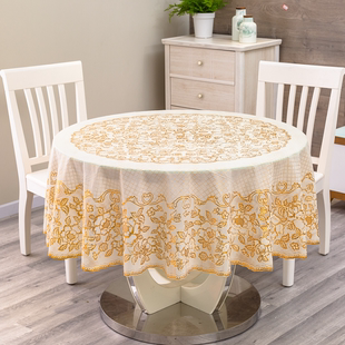 欧式圆桌布防水防烫防油免洗塑料大圆形餐桌布家用加厚PVC台布