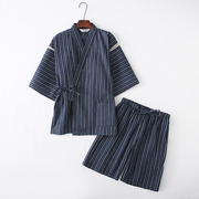 夏季日式纯棉家居服男士短袖睡衣，套装日本和服，甚平温泉汗蒸服