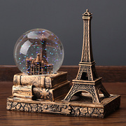 复古巴黎埃菲尔铁塔水晶球，创意摆件酒柜装饰品，家居客厅桌面小摆设