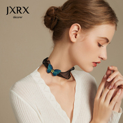 JXRX黑色蕾丝锁骨链女choker气质名媛夏季蝴蝶项链2024年颈链
