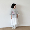 木西童品2024夏韩国版女童可爱灰色兔子短袖T恤女宝宝百搭上衣