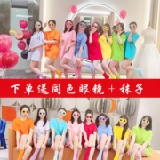 纯棉短袖女t恤夏季宽松糖果，色彩色姐妹，装闺蜜同学团体班服上衣
