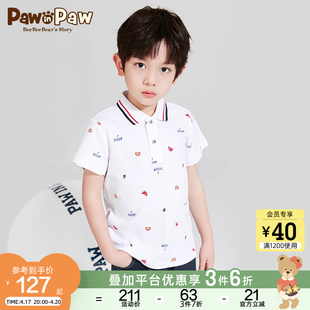 PawinPaw卡通小熊童装夏季款男童短袖T恤英伦风休闲POLO衫